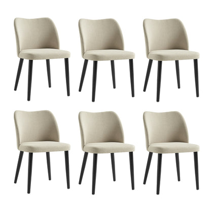 Modern Ergonomic Backrest Dining Chair with Solid Wood Legs and Tool-Free Assembly Set of 6 by