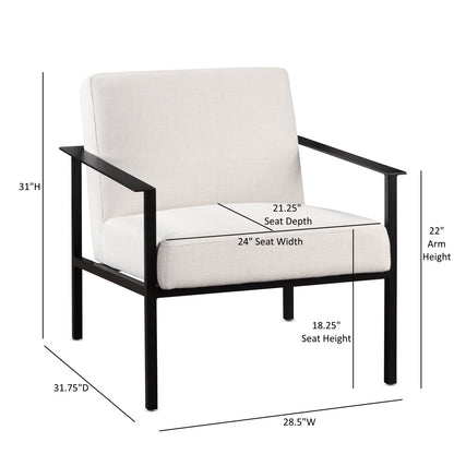 Oatmeal Stationary Metal Accent Chair with Sleek Design and Durable Finish