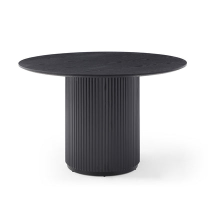 Modern Black Gray 4-6 People round Dining Table with Roman Columns for Dining Room