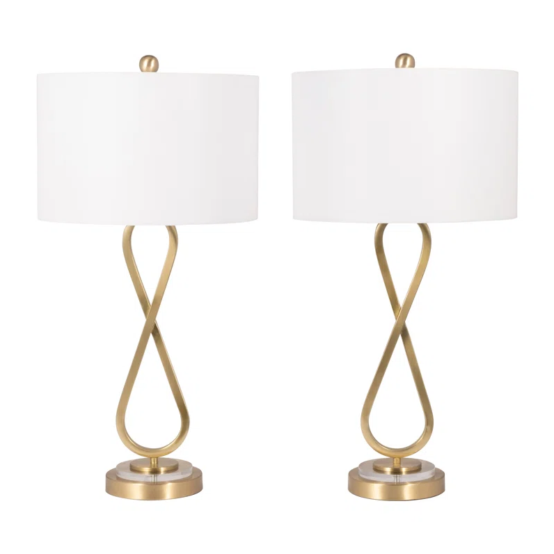 Hommeco Modern Glam Metal Table Lamps Set of 2