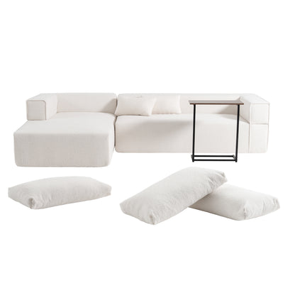 Cloud Modular Sectional Sofa with Side Table & L-Shaped Chaise