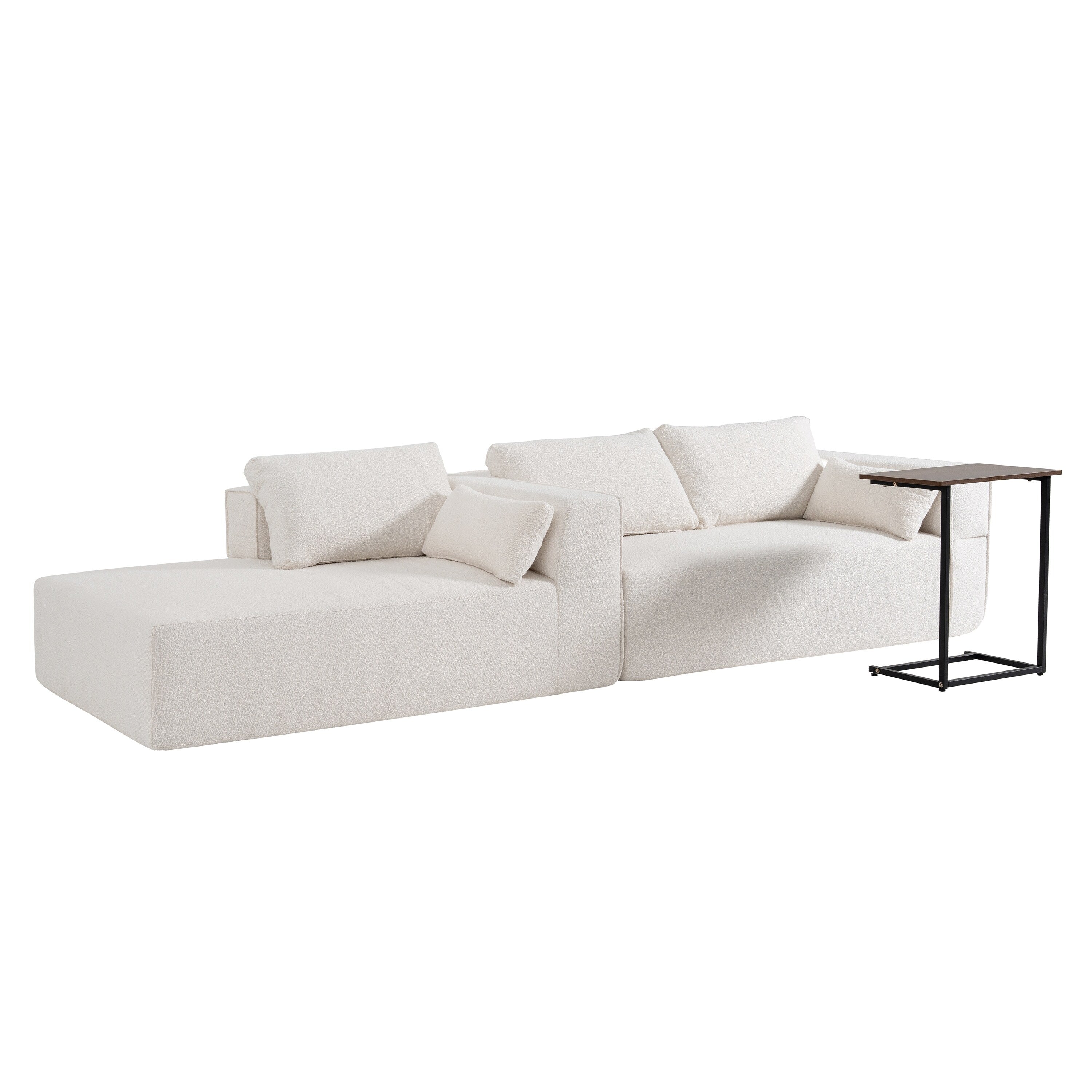 Cloud Modular Sectional Sofa with Side Table & L-Shaped Chaise