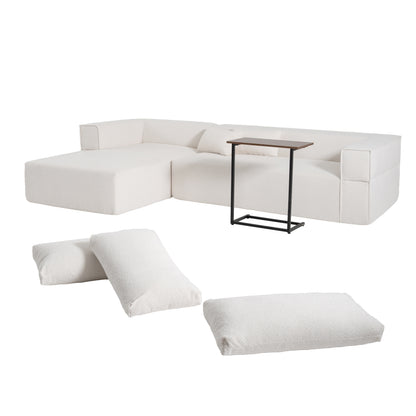 Cloud Modular Sectional Sofa with Side Table & L-Shaped Chaise