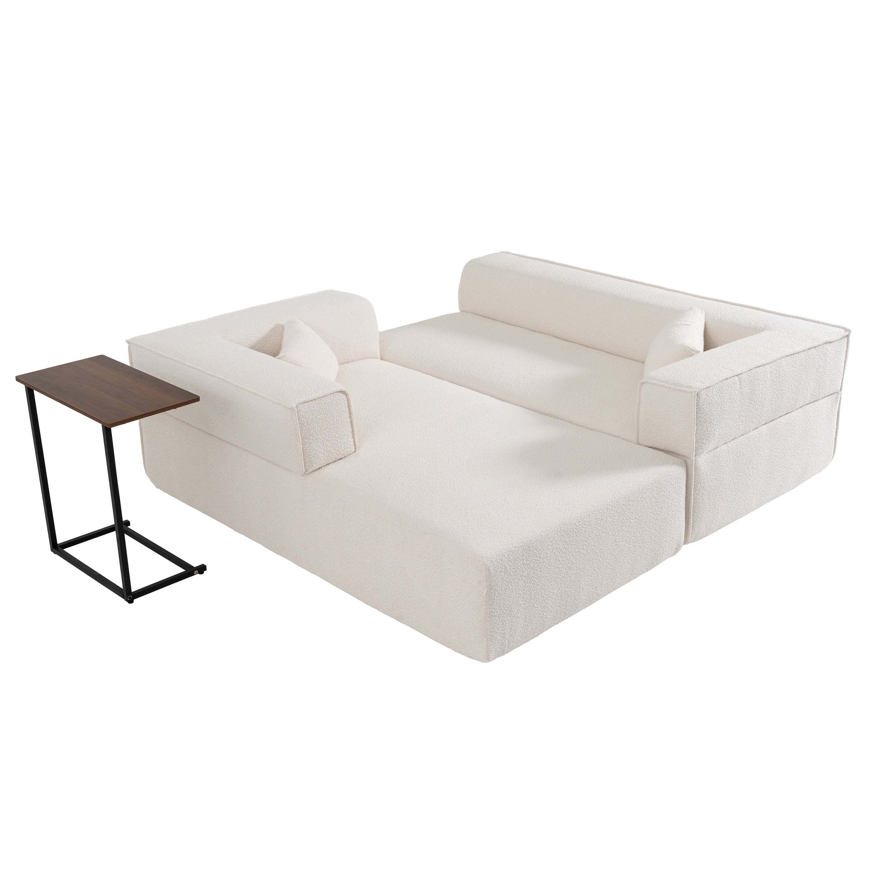 Cloud Modular Sectional Sofa with Side Table & L-Shaped Chaise