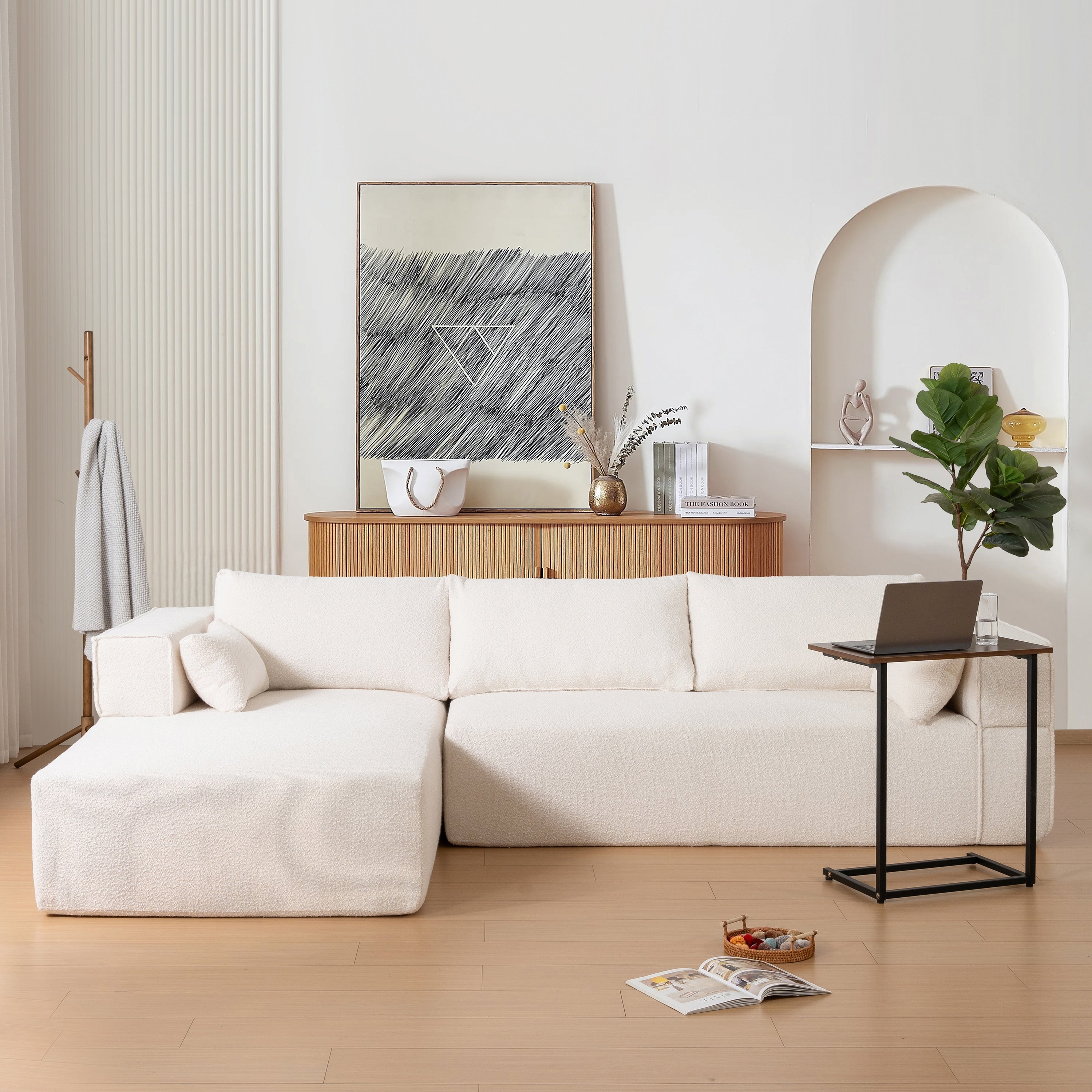 Cloud Modular Sectional Sofa with Side Table & L-Shaped Chaise