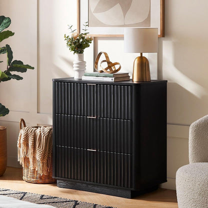 Mid-Century Modern Dresser  with Waveform Fluted Panel 3 Drawers