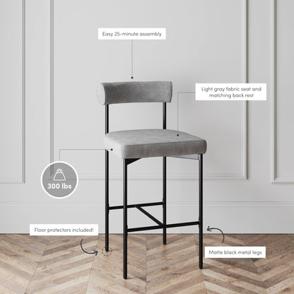 Counter Height Barstool or Dining Chair with Back and Upholstered Cushion