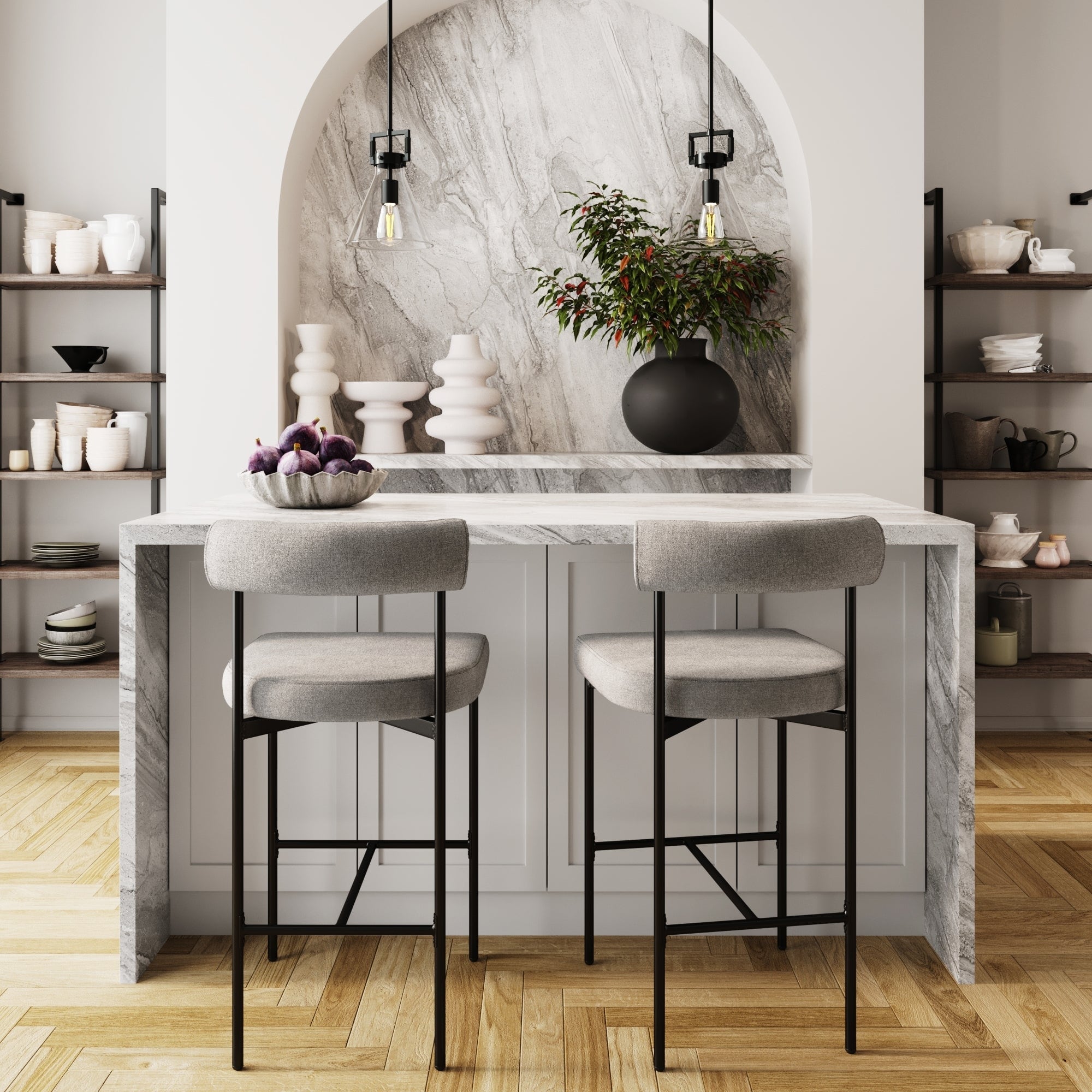Counter Height Barstool or Dining Chair with Back and Upholstered Cushion