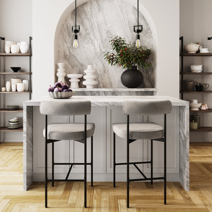 Counter Height Barstool or Dining Chair with Back and Upholstered Cushion