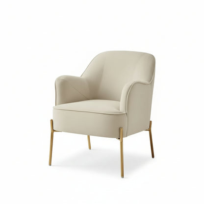 Hommeco Nora Modern Tan Velvet Accent Chair with Gold Metal Legs