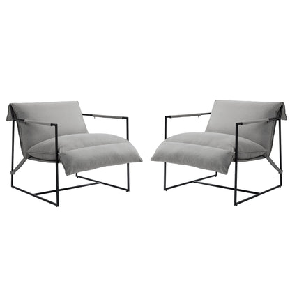 Polyester Sling Accent Chair with Metal Frame Armchair Set of 2