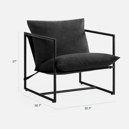 Metal & UpholsteredSling Accent Chair 