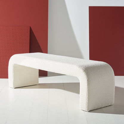 Pinewood Modern Bench, Ivory