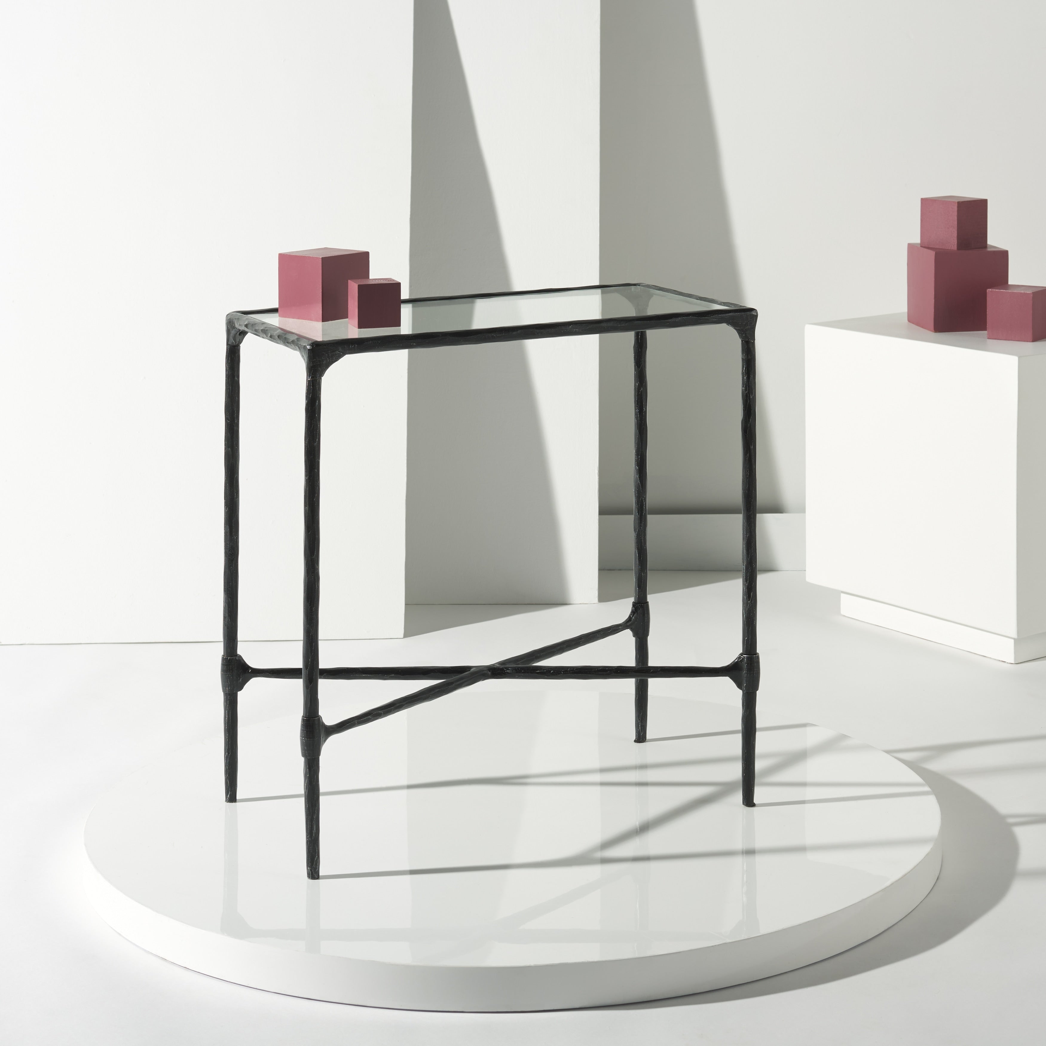 Metal and Glass Accent Table - 22"W X 12"D X 23"H