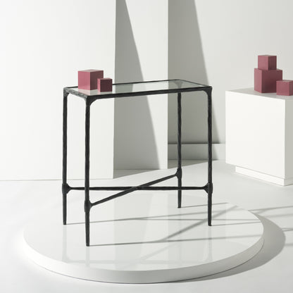 Metal and Glass Accent Table - 22"W X 12"D X 23"H
