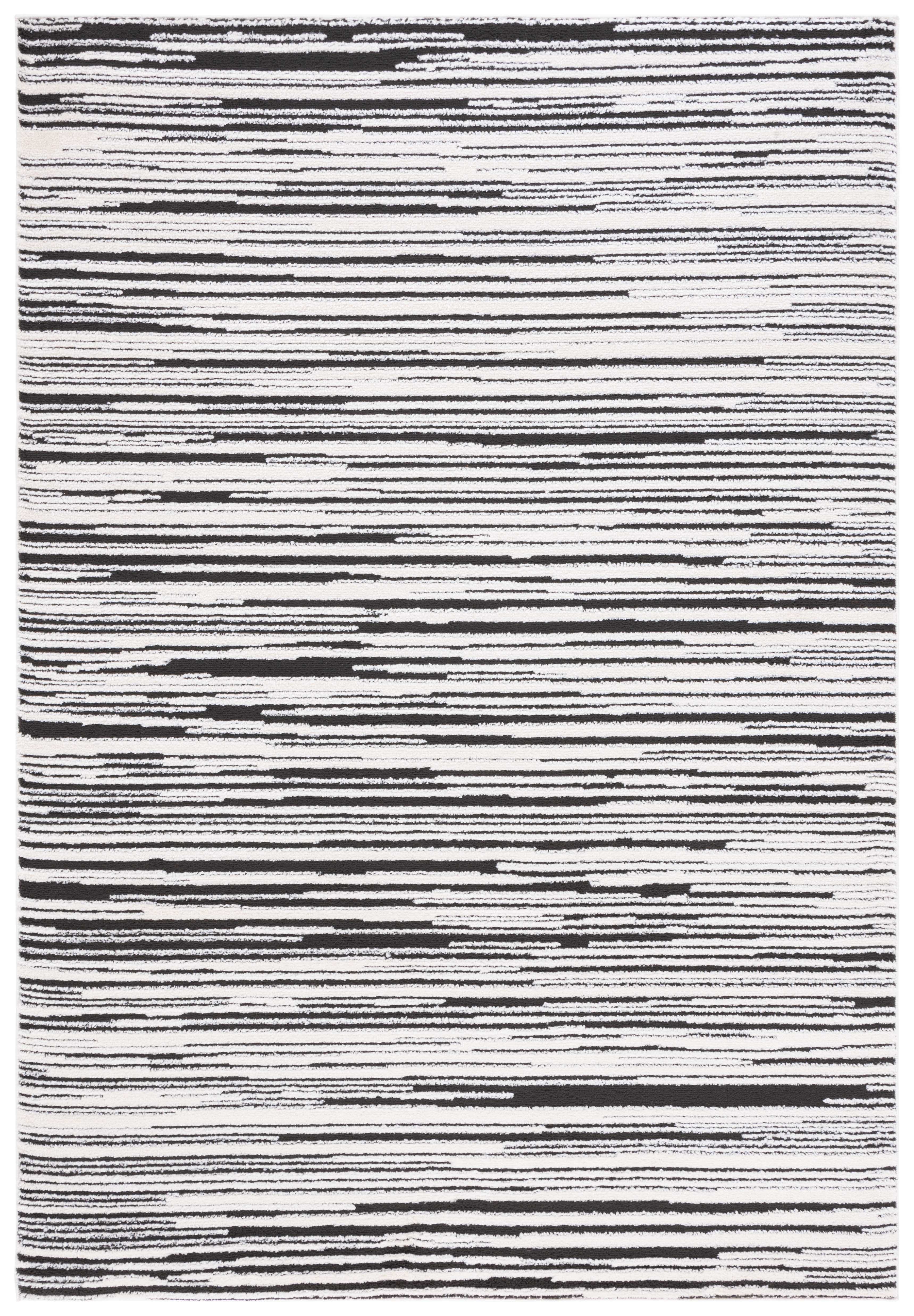 Melody Modern Area Rug, Ivory/Black, 8' X 10'
