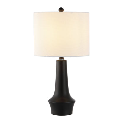 Solyn 22 In. Modern Black Ceramic Table Lamp with White 100% Cotton Shade