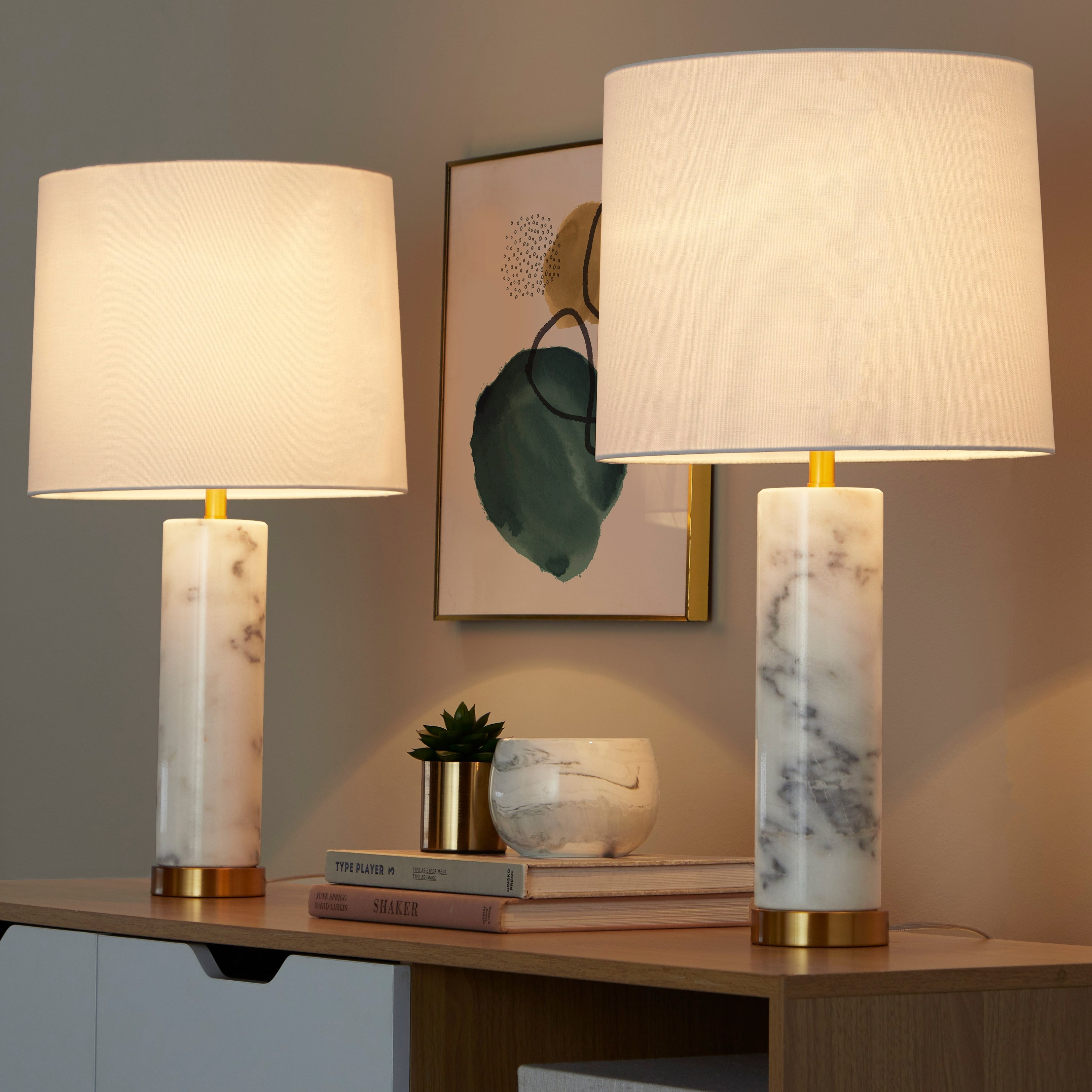 26" Marble Table Lamp (Set of 2)