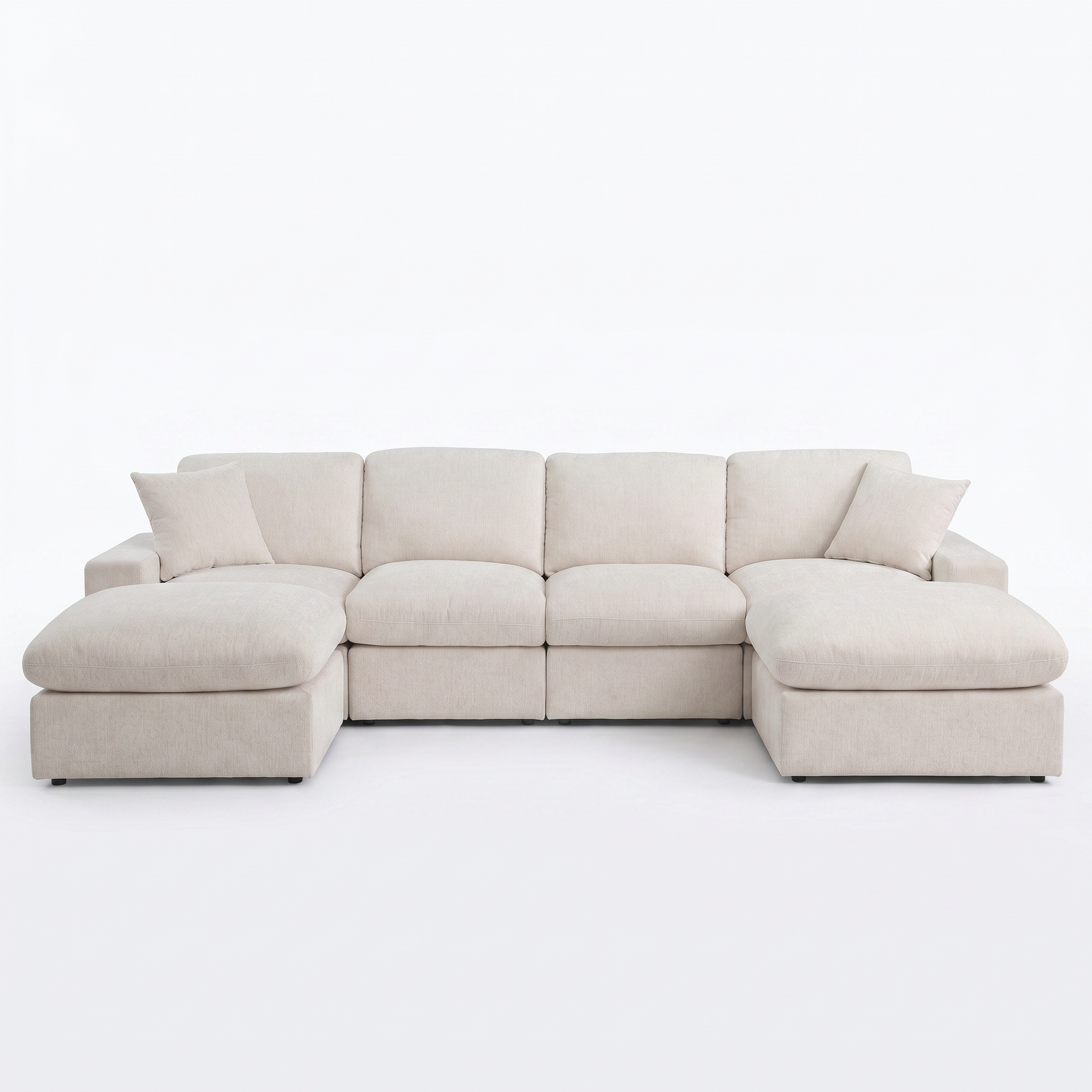 Hommeco Convertible Sectional Sofa with 2 Ottomans – Flexible Modular Seating System