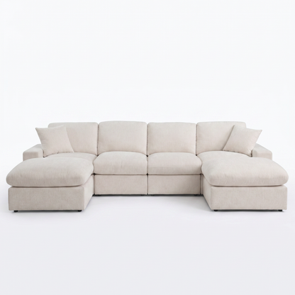 Hommeco Convertible Sectional Sofa with 2 Ottomans – Flexible Modular Seating System