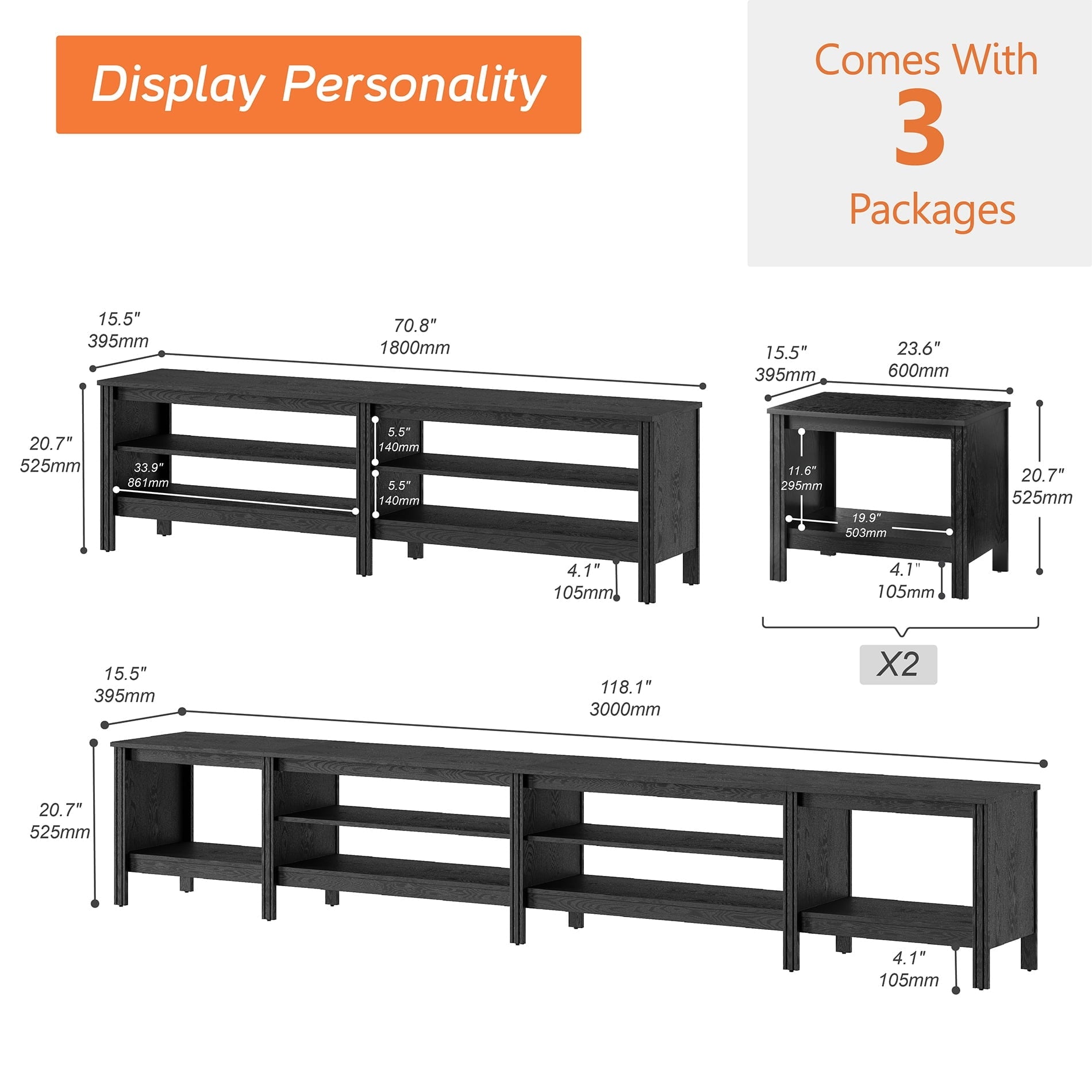 TV Console Table for 85/80/90 Inch TV with 6 Storages