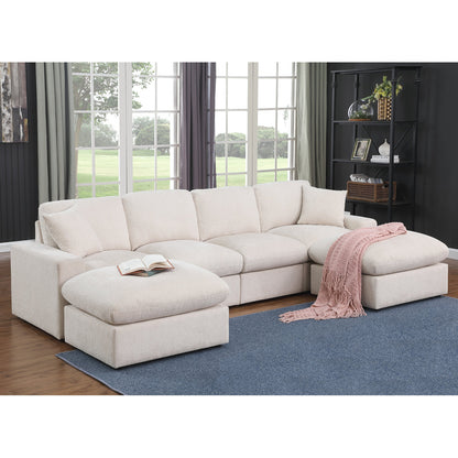 Hommeco Convertible Sectional Sofa with 2 Ottomans – Flexible Modular Seating System