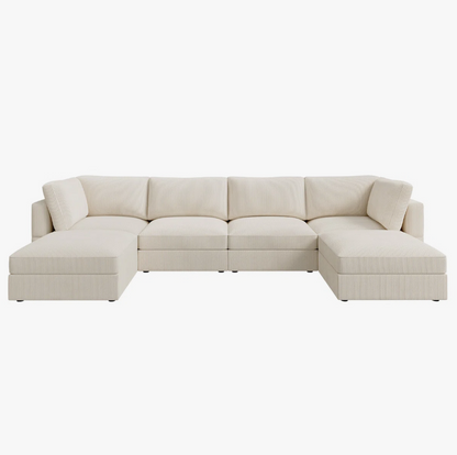 Hommeco U-Shaped Corduroy Modular Sectional Cloud Couch