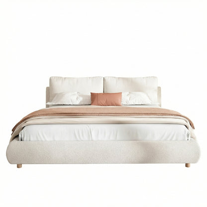 Hommeco Boucle Upholstered King Bed with Pillow Headboard