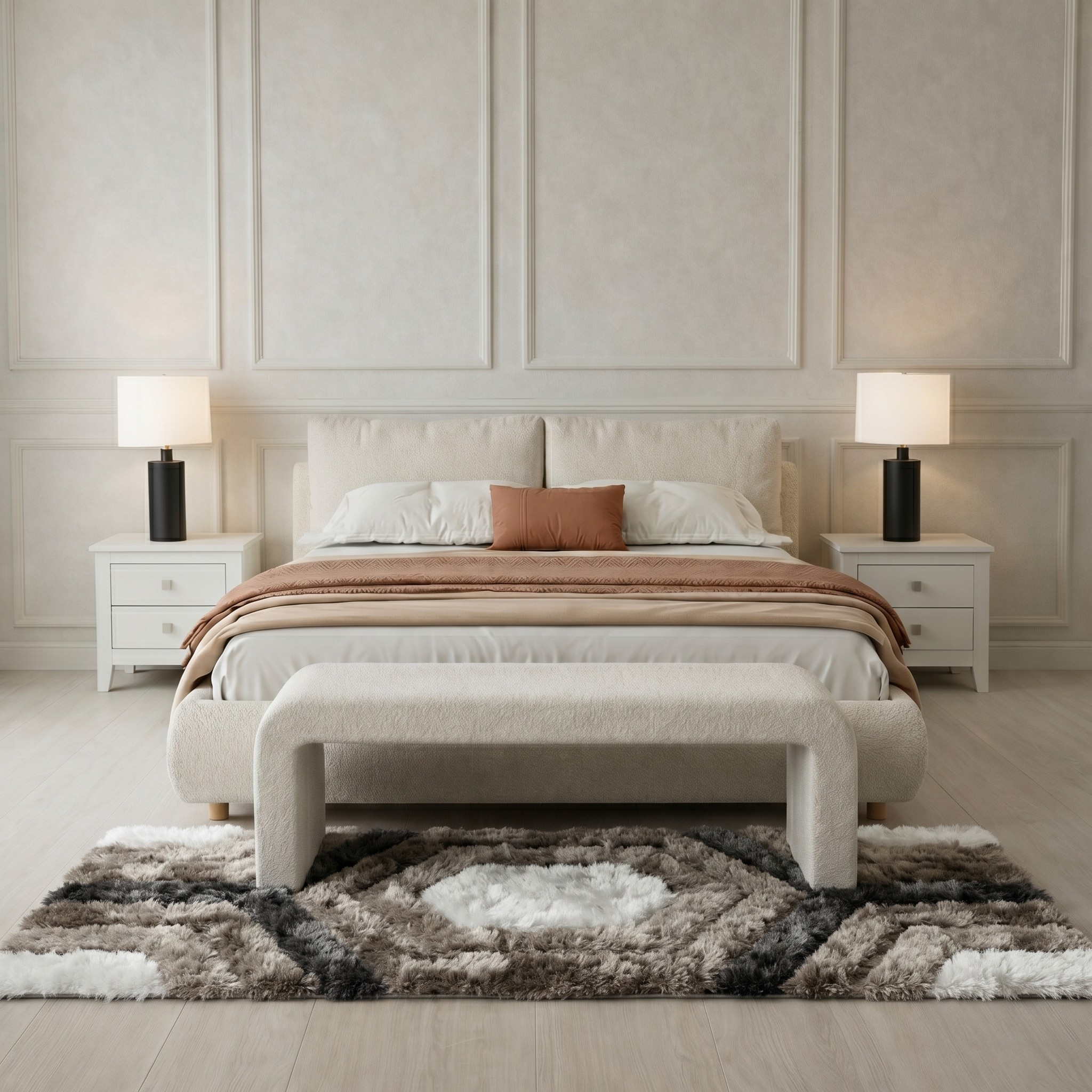 Hommeco Smoked Bronze Table Lamp with Fabric Shade
