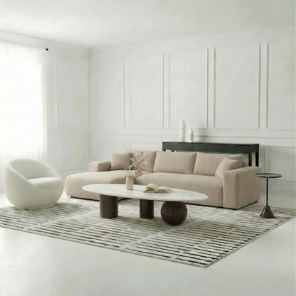 Hommeco Mira Swivel Accent Chair, Cream Shearling