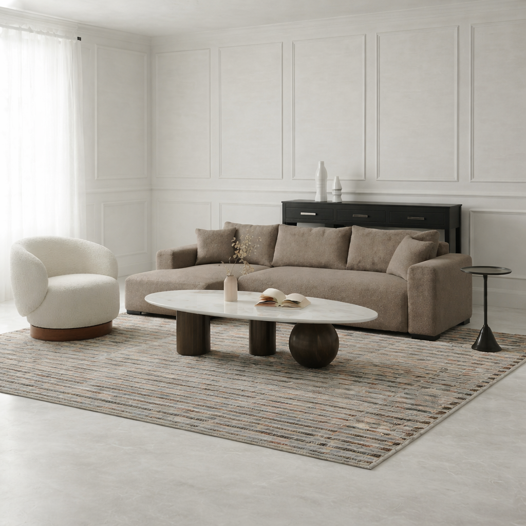 Hommeco 113-Inch Modern Boucle Fabric L-Shaped Sectional Sofa Bed