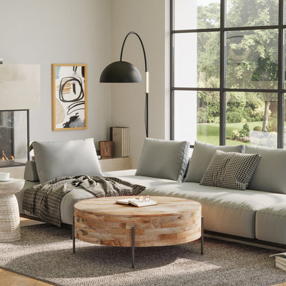 Modern Industrial round Drum Coffee Table - 38"D X 38" W X 14"H