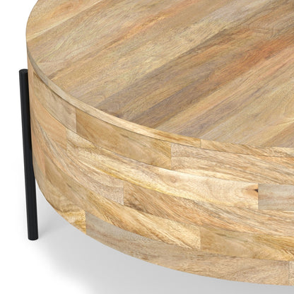 Modern Industrial round Drum Coffee Table - 38"D X 38" W X 14"H