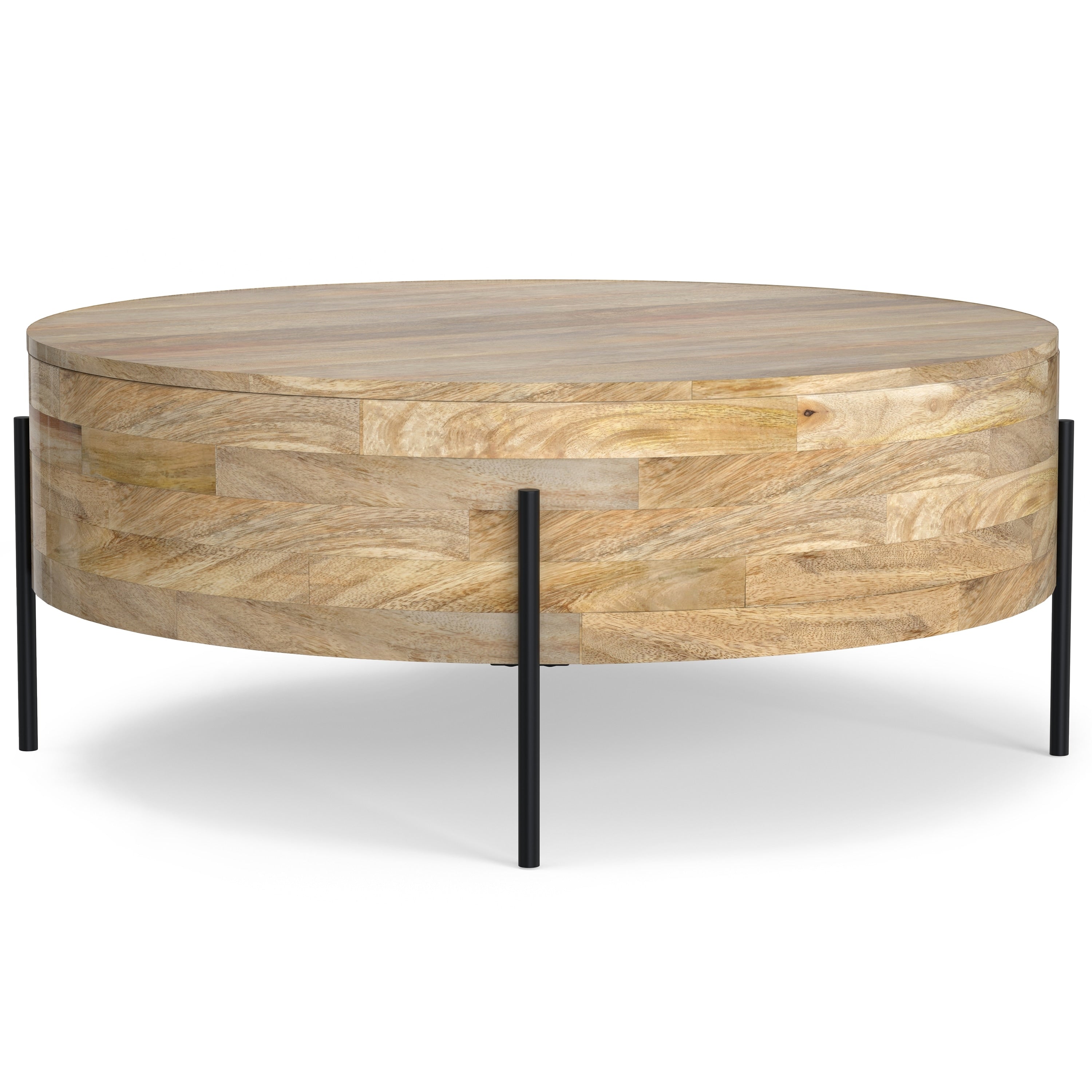 Modern Industrial round Drum Coffee Table - 38"D X 38" W X 14"H