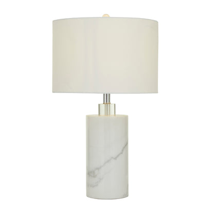 White Marble Thick Stand Room Table Lamp with Drum Shade