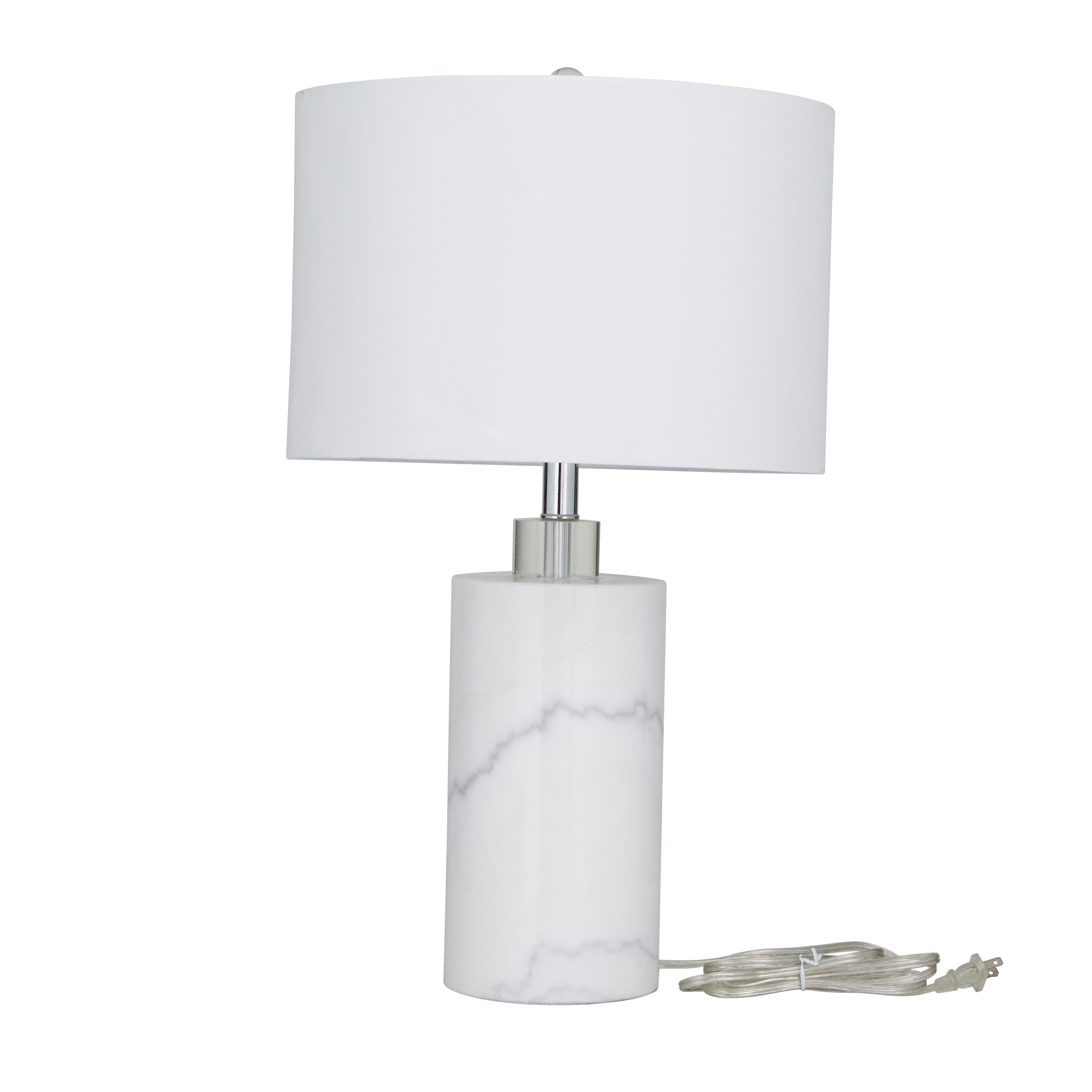 White Marble Thick Stand Room Table Lamp with Drum Shade