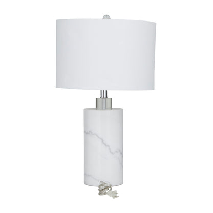 White Marble Thick Stand Room Table Lamp with Drum Shade