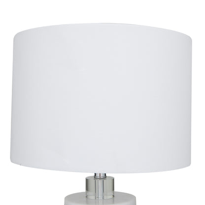 White Marble Thick Stand Room Table Lamp with Drum Shade