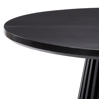 48" Lido round Dining Table, Solid Wood Minimalist Kitchen Table for 4, Black
