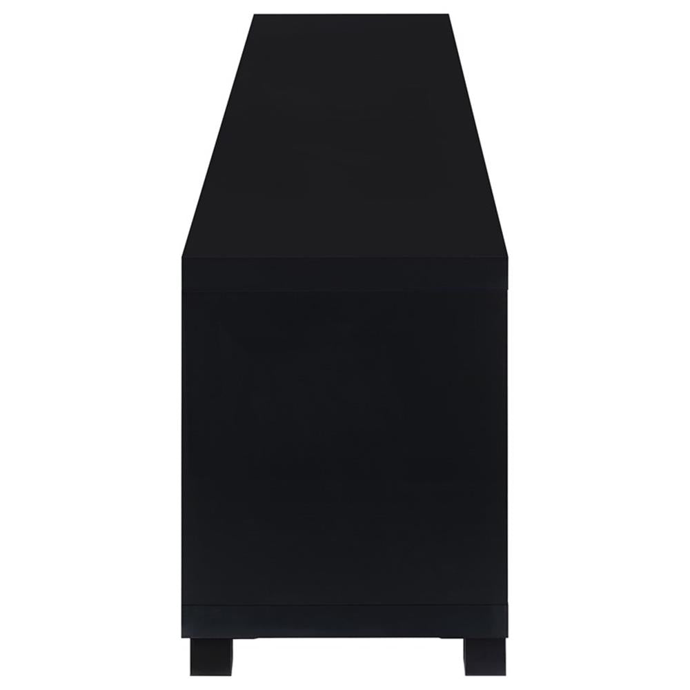 Media Console with Framed Glass Panels Black