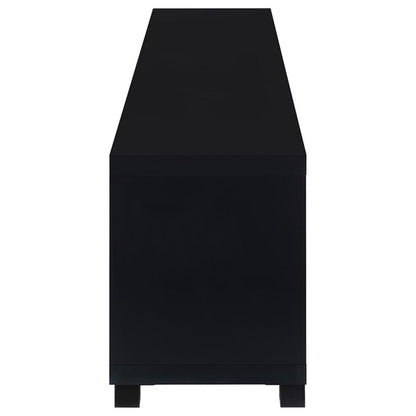 Media Console with Framed Glass Panels Black