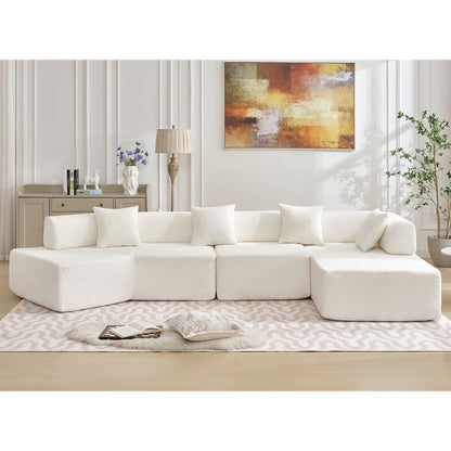 Experience Unmatched Comfort with Our 4-Seat No Assembly Boucle Sofa - Perfect for Modern Living Spaces