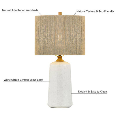 24 In. White Vintage Dimmable Ceramic Bedroom Living Room Bedside Desk Nightstand Table Lamps (Set of 2)