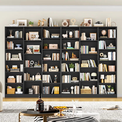 Wakil 74"H X 59"W 6-Tier Large Wood Storage Bookcase