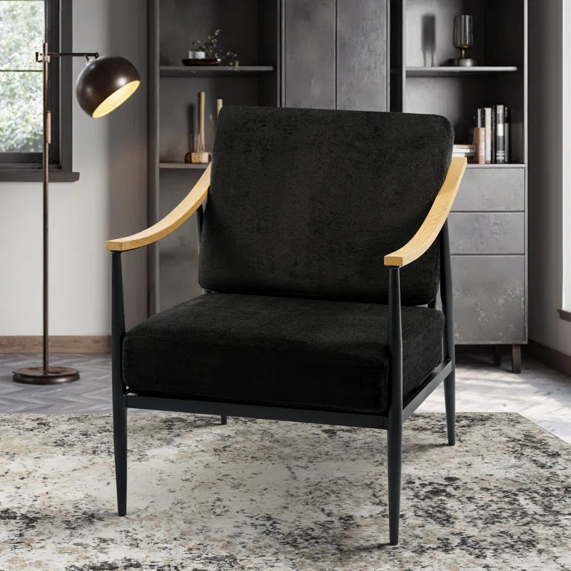 26" Wide Mid-Century Modern Upholstered Accent Chair Comfy Lounge Armchair