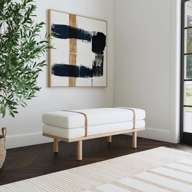 Azayvion Upholstered Bench with Wood Base