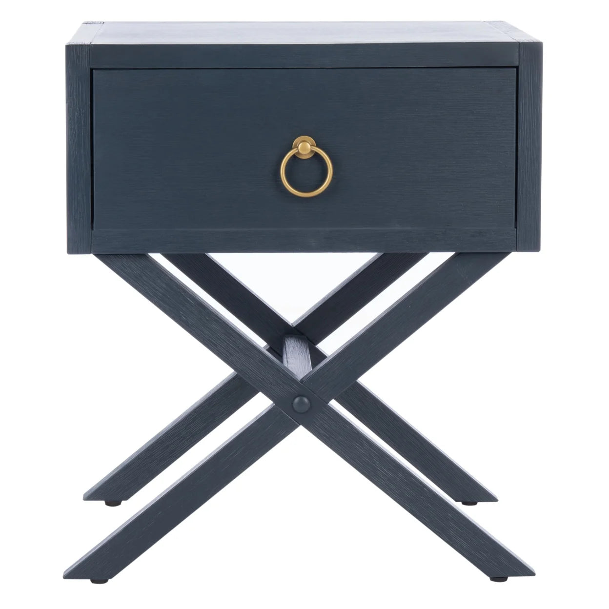 Odilia 1 Drawer Solid Retro Nightstand, Navy