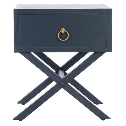 Odilia 1 Drawer Solid Retro Nightstand, Navy