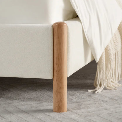 Rezana Solid Wood Boucle Upholstered Headboard Bed Frame
