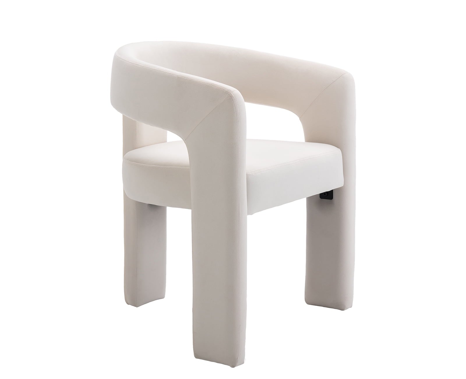 Modern Velvet Upholstered Side Armchair for Living Room, Ivory
